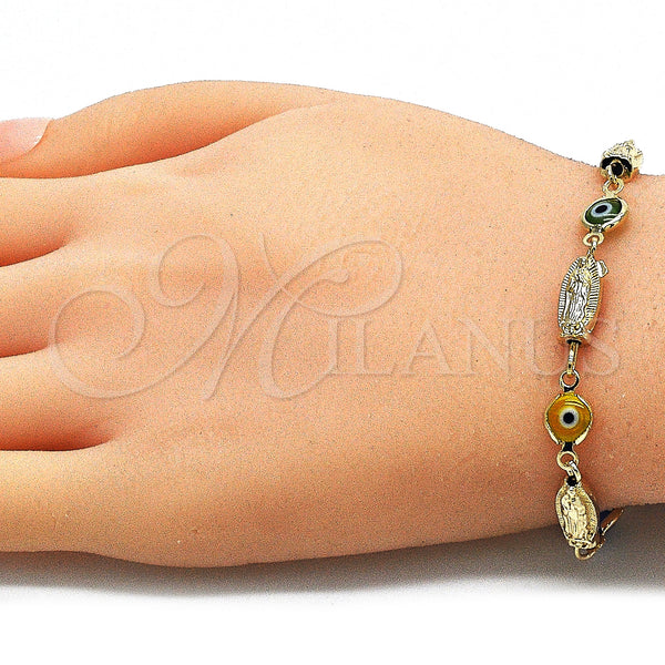 Gold Filled Bracelet — Fancy Bracelet Guadalupe and Evil Eye Design Multicolor — alternate product view — SKU 141458 | Oro Laminado brazalete — elegante Bracelet Guadalupe and Evil Eye diseño Multicolor — SKU 141458