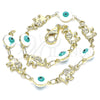 Oro Laminado Fancy Bracelet, Gold Filled Style Evil Eye and Elephant Design, White Enamel Finish, Golden Finish, 03.351.0107.3.07 (06 MM Thickness, 7 Inches Length)