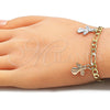 Oro Laminado Charm Bracelet, Gold Filled Style Angel Design, Polished, Tricolor, 03.351.0111.07 (04 MM Thickness, 7 Inches Length)