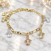 Oro Laminado Charm Bracelet, Gold Filled Style Angel Design, Polished, Tricolor, 03.351.0111.07 (04 MM Thickness, 7 Inches Length)