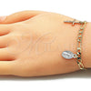 Oro Laminado Charm Bracelet, Gold Filled Style Guadalupe and Crucifix Design, Polished, Tricolor, 03.351.0113.07 (04 MM Thickness, 7 Inches Length)