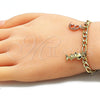 Oro Laminado Charm Bracelet, Gold Filled Style Moon and Star Design, Polished, Tricolor, 03.351.0116.07 (05 MM Thickness, 7 Inches Length)