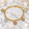 Oro Laminado Charm Bracelet, Gold Filled Style Butterfly Design, Polished, Tricolor, 03.351.0118.07 (05 MM Thickness, 7 Inches Length)