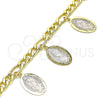 Oro Laminado Charm Bracelet, Gold Filled Style Guadalupe Design, Polished, Tricolor, 03.351.0119.08 (05 MM Thickness, 8 Inches Length)