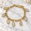 Oro Laminado Charm Bracelet, Gold Filled Style Guadalupe Design, Polished, Tricolor, 03.351.0119.08 (05 MM Thickness, 8 Inches Length)