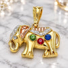 Oro Laminado Fancy Pendant, Gold Filled Style Elephant Design, with Multicolor Crystal, Polished, Tricolor, 05.351.0165