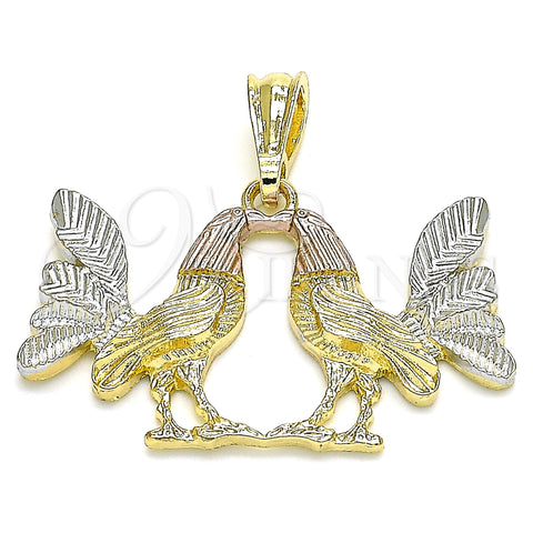 Oro Laminado Fancy Pendant, Gold Filled Style Polished, Tricolor, 05.351.0166