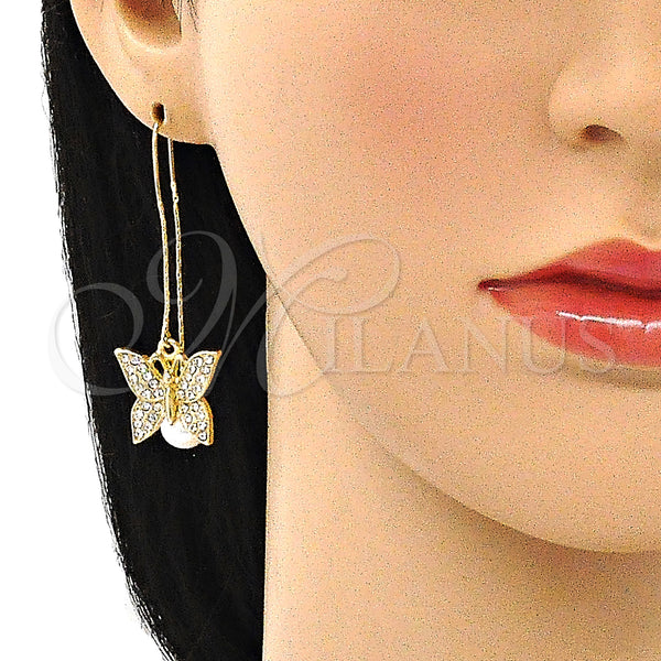 Gold Filled Ring — Threader Earring Butterfly Design with White Crystal Polished — alternate product view — SKU 141485 | Oro Laminado anillo — Threader Earring Butterfly diseño with cristal blanco pulido — SKU 141485