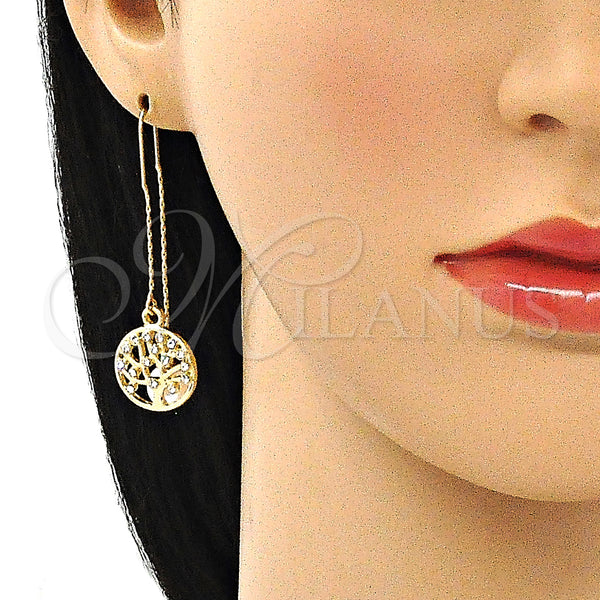Gold Filled Ring — Threader Earring Tree Design with White Crystal Polished — alternate product view — SKU 141487 | Oro Laminado anillo — Threader Earring Tree diseño with cristal blanco pulido — SKU 141487