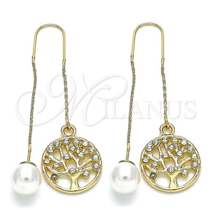 Gold Filled Ring — Threader Earring Tree Design with White Crystal Polished — main product view — SKU 141487 | Oro Laminado anillo — Threader Earring Tree diseño with cristal blanco pulido — SKU 141487