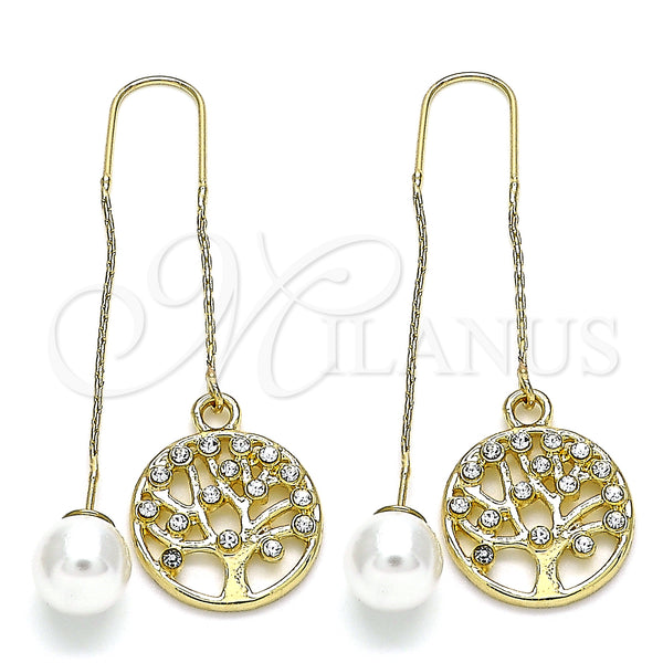 Gold Filled Ring — Threader Earring Tree Design with White Crystal Polished — main product view — SKU 141487 | Oro Laminado anillo — Threader Earring Tree diseño with cristal blanco pulido — SKU 141487