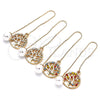 Oro Laminado Threader Earring, Gold Filled Style Tree Design, with White Crystal, Polished, Golden Finish, 02.380.0069