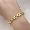 Oro Laminado Individual Bangle, Gold Filled Style Puff Mariner Design, Polished, Golden Finish, 07.341.0003