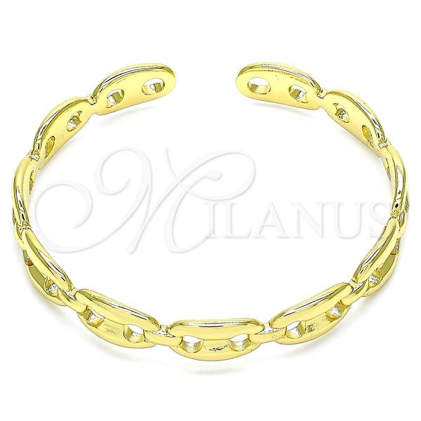 Oro Laminado Individual Bangle, Gold Filled Style Puff Mariner Design, Polished, Golden Finish, 07.341.0003