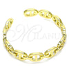 Oro Laminado Individual Bangle, Gold Filled Style Puff Mariner Design, Polished, Golden Finish, 07.341.0004 (Thickness, One size fits all)