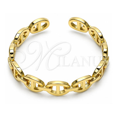 Oro Laminado Individual Bangle, Gold Filled Style Puff Mariner Design, Polished, Golden Finish, 07.341.0004 (Thickness, One size fits all)
