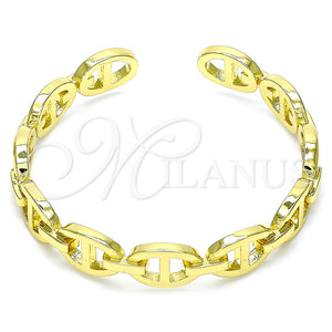 Oro Laminado Individual Bangle, Gold Filled Style Puff Mariner Design, Polished, Golden Finish, 07.341.0004 (Thickness, One size fits all)