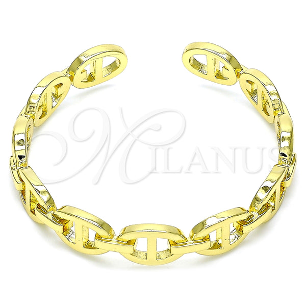Oro Laminado Individual Bangle, Gold Filled Style Puff Mariner Design, Polished, Golden Finish, 07.341.0004 (Thickness, One size fits all)