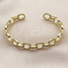 Oro Laminado Individual Bangle, Gold Filled Style Paperclip Design, with White Micro Pave, Polished, Golden Finish, 07.341.0005 (09 MM Thickness, One size fits all)