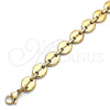 Stainless Steel Basic Bracelet, Puff Mariner Design, Polished, Golden Finish, 04.116.0062.08 (11 MM Thickness, 8 Inches Length)