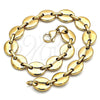 Stainless Steel Basic Anklet, Puff Mariner Design, Polished, Golden Finish, 04.116.0062.10 (11 MM Thickness, 10 Inches Length)