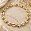 Stainless Steel Basic Anklet, Puff Mariner Design, Polished, Golden Finish, 04.116.0062.10 (11 MM Thickness, 10 Inches Length)
