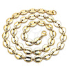 Stainless Steel Basic Necklace, Puff Mariner Design, Polished, Golden Finish, 04.116.0062.24 (11 MM Thickness, 24 Inches Length)