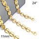 Stainless Steel Basic Necklace, Puff Mariner Design, Polished, Golden Finish, 04.116.0062.24 (11 MM Thickness, 24 Inches Length)