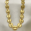 Stainless Steel Basic Necklace, Puff Mariner Design, Polished, Golden Finish, 04.116.0062.30 (11 MM Thickness, 30 Inches Length)
