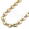 Stainless Steel Basic Necklace, Puff Mariner Design, Polished, Golden Finish, 04.116.0063.24 (13 MM Thickness, 24 Inches Length)