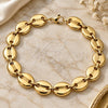 Stainless Steel Basic Anklet, Puff Mariner Design, Polished, Golden Finish, 04.116.0063.10 (13 MM Thickness, 10 Inches Length)
