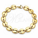 Stainless Steel Basic Anklet, Puff Mariner Design, Polished, Golden Finish, 04.116.0063.10 (13 MM Thickness, 10 Inches Length)