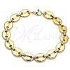 Stainless Steel Basic Anklet, Puff Mariner Design, Polished, Golden Finish, 04.116.0063.10 (13 MM Thickness, 10 Inches Length)