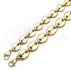 Stainless Steel Basic Anklet, Puff Mariner Design, Polished, Golden Finish, 04.116.0063.10 (13 MM Thickness, 10 Inches Length)