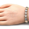 Oro Laminado Fancy Bracelet, Gold Filled Style Apple Design, Diamond Cutting Finish, Tricolor, 03.380.0061.08 (09 MM Thickness, 8 Inches Length)
