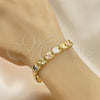 Oro Laminado Fancy Bracelet, Gold Filled Style Apple Design, Diamond Cutting Finish, Tricolor, 03.380.0061.08 (09 MM Thickness, 8 Inches Length)