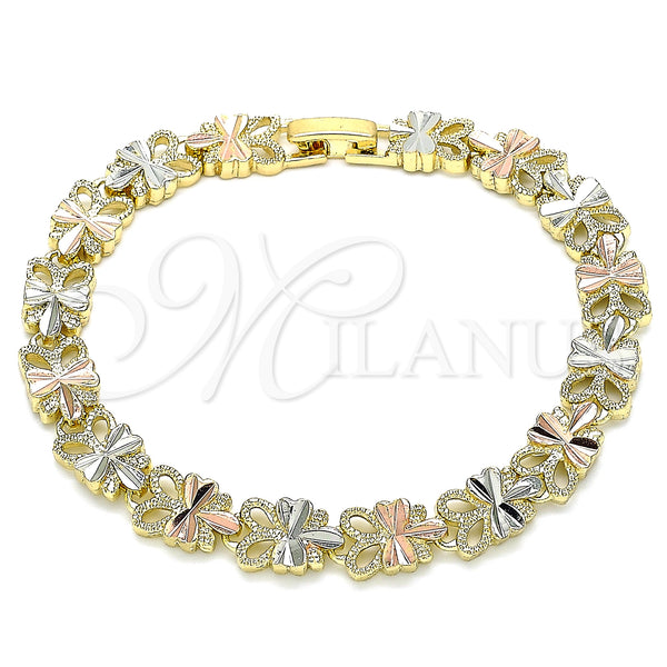 Gold Filled Bracelet — Fancy Bracelet Dragon-Fly Design Diamond Cutting Tricolor 03. — main product view — SKU 141518 | Oro Laminado brazalete — elegante Bracelet Dragon-Fly diseño Diamond Cutting Tricolor 03. — SKU 141518
