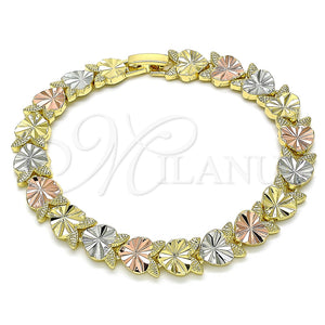 Gold Filled Bracelet — Fancy Bracelet Heart Design Diamond Cutting Tricolor 03. — main product view — SKU 141521 | Oro Laminado brazalete — elegante Bracelet corazón diseño Diamond Cutting Tricolor 03. — SKU 141521