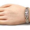 Oro Laminado Fancy Bracelet, Gold Filled Style Elephant and Owl Design, Polished, Tricolor, 03.380.0072.07 (08 MM Thickness, 7 Inches Length)