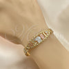 Oro Laminado Fancy Bracelet, Gold Filled Style Elephant and Owl Design, Polished, Tricolor, 03.380.0072.07 (08 MM Thickness, 7 Inches Length)
