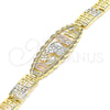 Oro Laminado Fancy Bracelet, Gold Filled Style Elephant and Owl Design, Polished, Tricolor, 03.380.0072.07 (08 MM Thickness, 7 Inches Length)