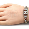 Oro Laminado Fancy Bracelet, Gold Filled Style Elephant and Owl Design, Polished, Tricolor, 03.380.0073.07 (06 MM Thickness, 7 Inches Length)
