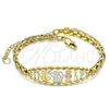 Oro Laminado Fancy Bracelet, Gold Filled Style Elephant and Owl Design, Polished, Tricolor, 03.380.0073.07 (06 MM Thickness, 7 Inches Length)