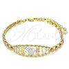 Oro Laminado Fancy Bracelet, Gold Filled Style Elephant and Owl Design, Polished, Tricolor, 03.380.0073.07 (06 MM Thickness, 7 Inches Length)