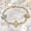 Oro Laminado Fancy Bracelet, Gold Filled Style Guadalupe Design, Polished, Tricolor, 03.380.0074.08 (04 MM Thickness, 8 Inches Length)