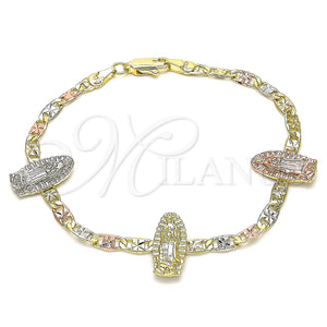 Gold Filled Bracelet — Fancy Bracelet Guadalupe Design Polished Tricolor 03. 04 — main product view — SKU 141530 | Oro Laminado brazalete — elegante Bracelet Guadalupe diseño pulido Tricolor 03. 04 — SKU 141530