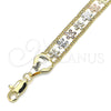 Oro Laminado Fancy Bracelet, Gold Filled Style Flower Design, Polished, Tricolor, 03.380.0077.08 (10 MM Thickness, 8 Inches Length)