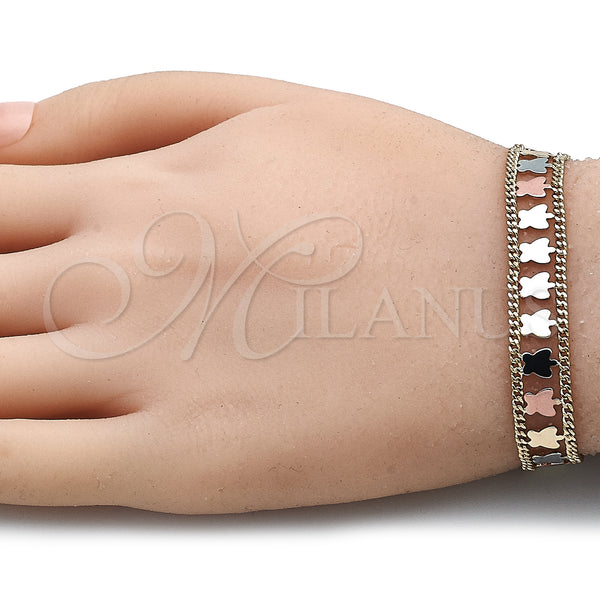 Gold Filled Bracelet — Fancy Bracelet Butterfly Design Polished Tricolor 03. 09 — alternate product view — SKU 141535 | Oro Laminado brazalete — elegante Bracelet Butterfly diseño pulido Tricolor 03. 09 — SKU 141535