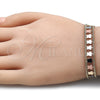 Oro Laminado Fancy Bracelet, Gold Filled Style Butterfly Design, Polished, Tricolor, 03.380.0078.08 (09 MM Thickness, 8 Inches Length)