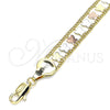 Oro Laminado Fancy Bracelet, Gold Filled Style Butterfly Design, Polished, Tricolor, 03.380.0078.08 (09 MM Thickness, 8 Inches Length)